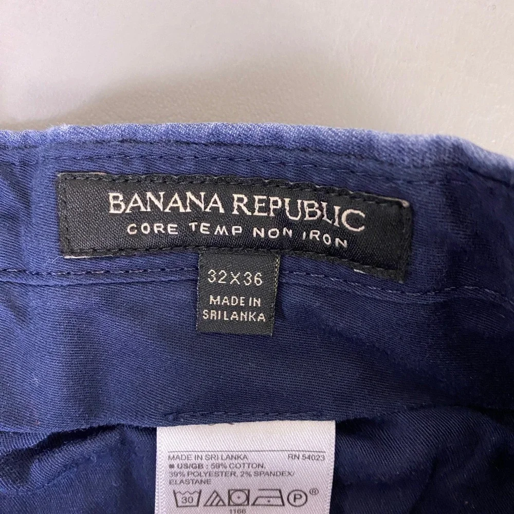 Banana Republic Core Temp Pants Men's 32x36 Slim Straight‎ NonIron Navy Blue *